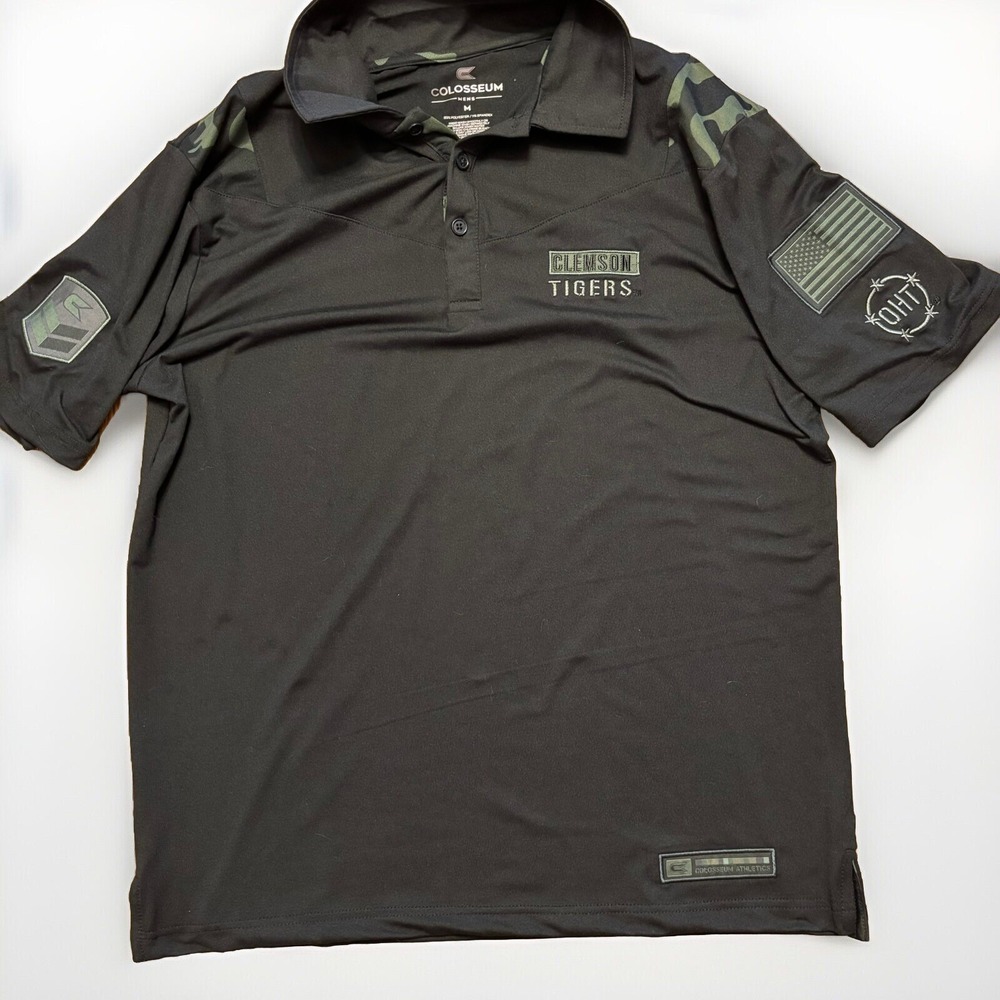 Colosseum Clemson Tigers Football Polo Shirt Black Size M RN114116 Camo NCAA
